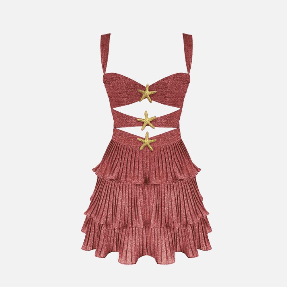 Μίνι Φόρεμα Juquehy Με Λαμπερές Βολάν Και Αγκράφες ®