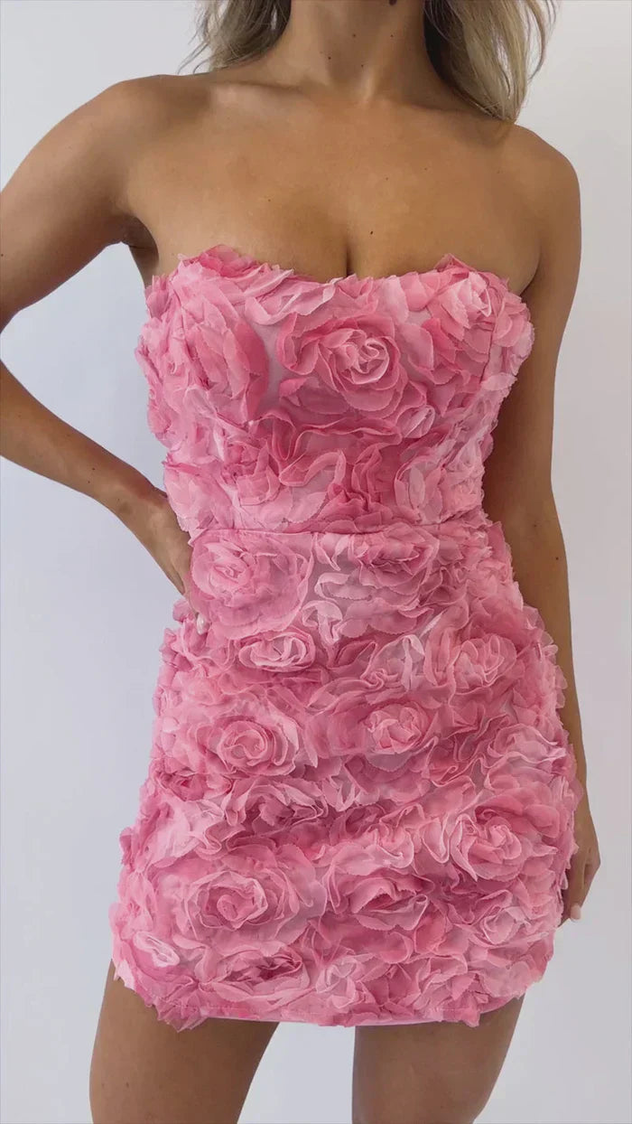 Μίνι Φόρεμα Με Τρισδιάστατα Λουλούδια Σε Σχήμα Sable