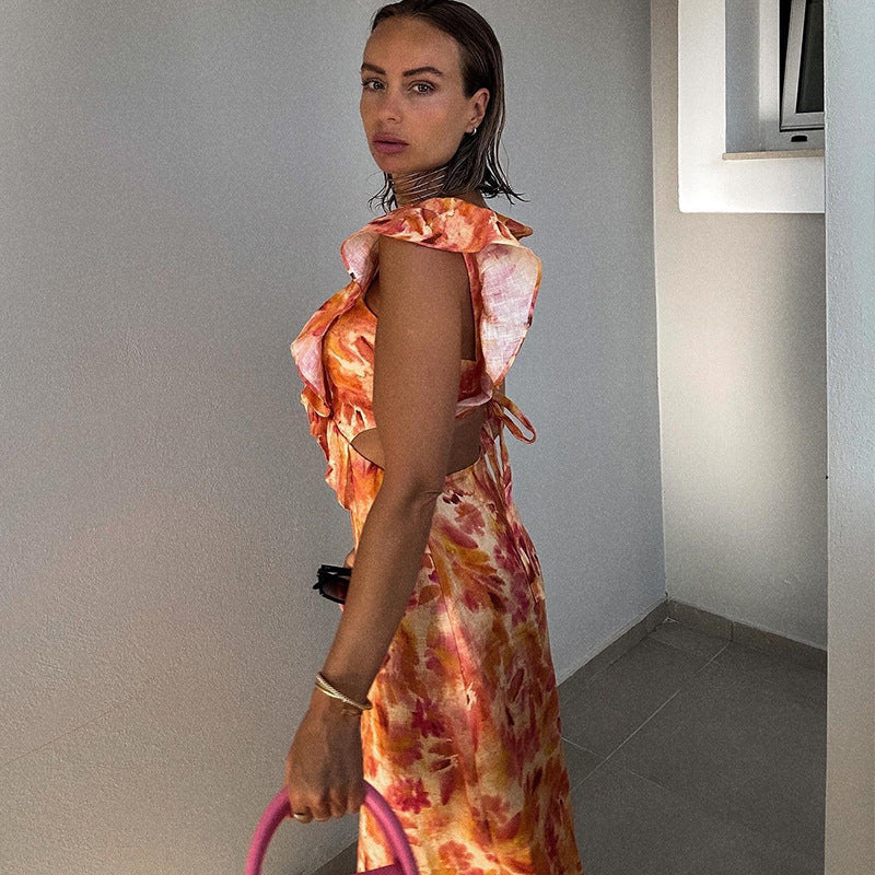 Φόρεμα Skylar Με Βολάν Και Μάξι Print