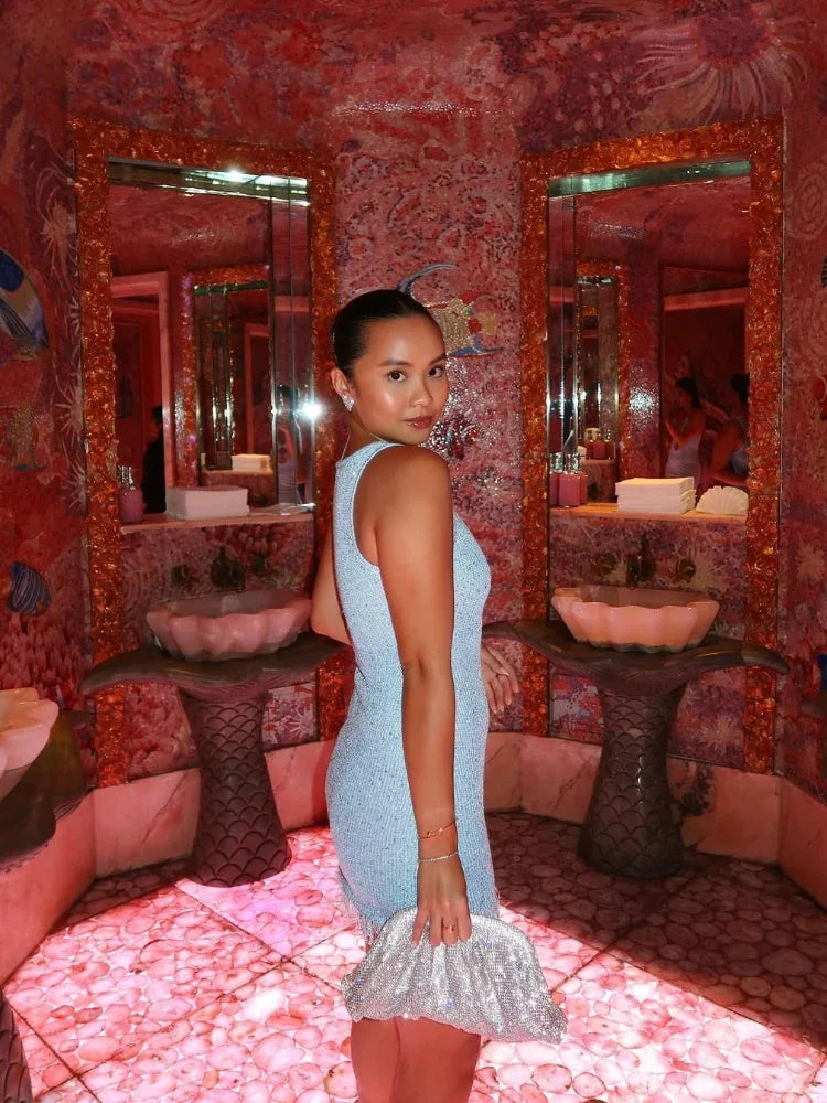 Μίνι Φόρεμα Eliza Με Λαμπερά Prints Και Prints