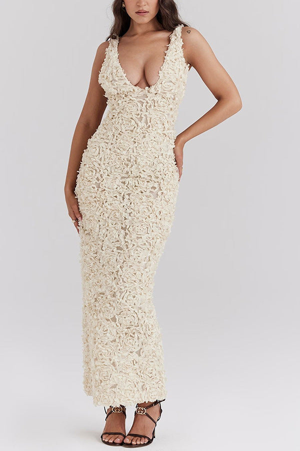 Φόρεμα Lyra 3D Με Φλοράλ Τιράντες Και Μάξι Τιράντες