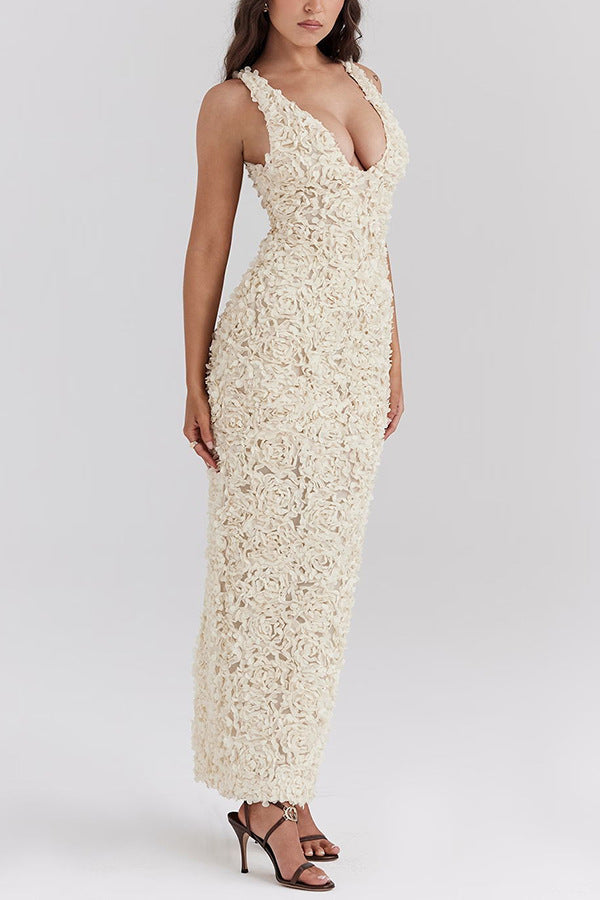 Φόρεμα Lyra 3D Με Φλοράλ Τιράντες Και Μάξι Τιράντες