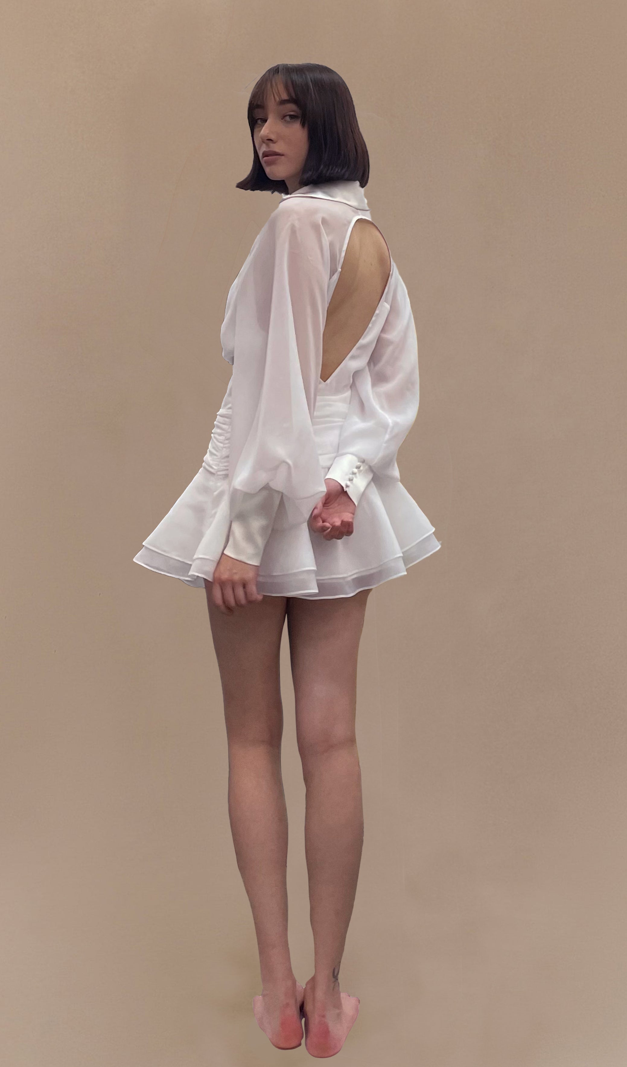 Μίνι Φόρεμα Thalia Με Μανίκια Και Φανάρι