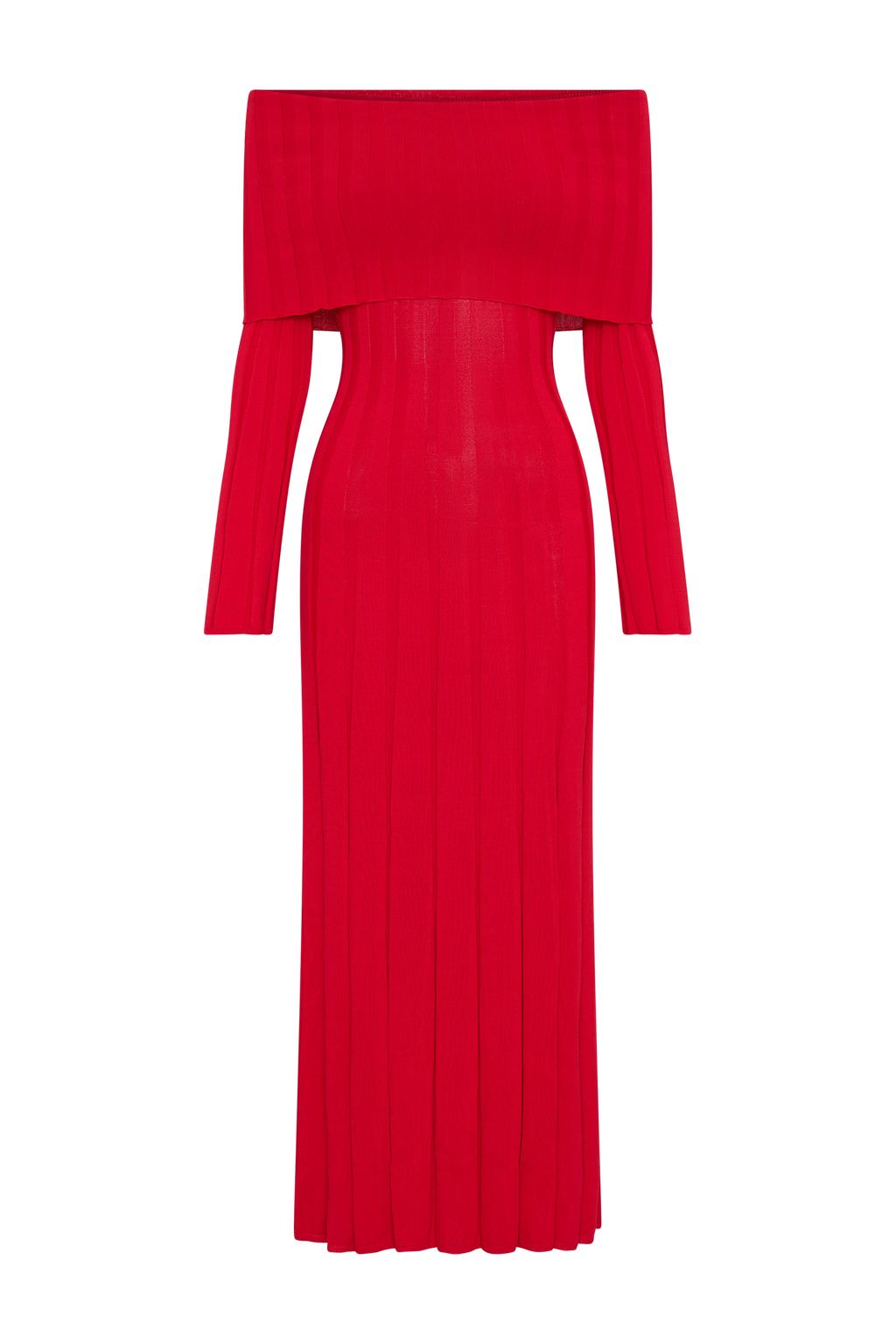 Φόρεμα Alonza Με Μακριά Μανίκια Και Πλεκτό Μίντι - Κόκκινο