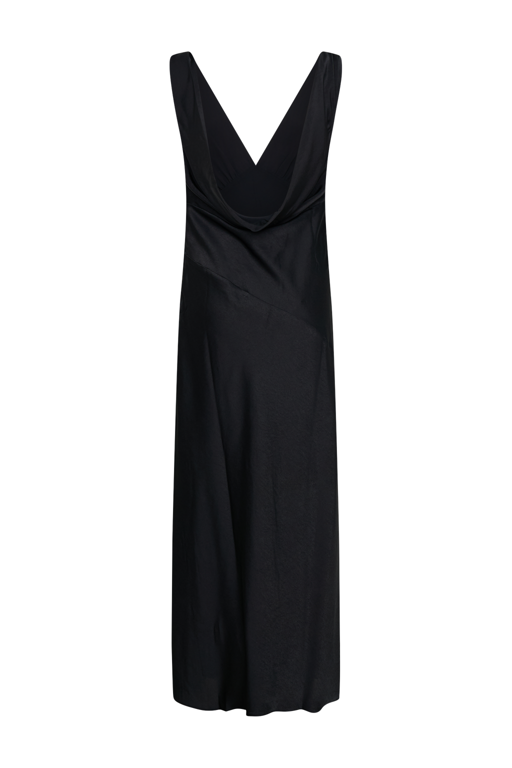 Μακρύ Φόρεμα Από Σατέν Nadia Χωρίς Πλάτη - Μαύρο