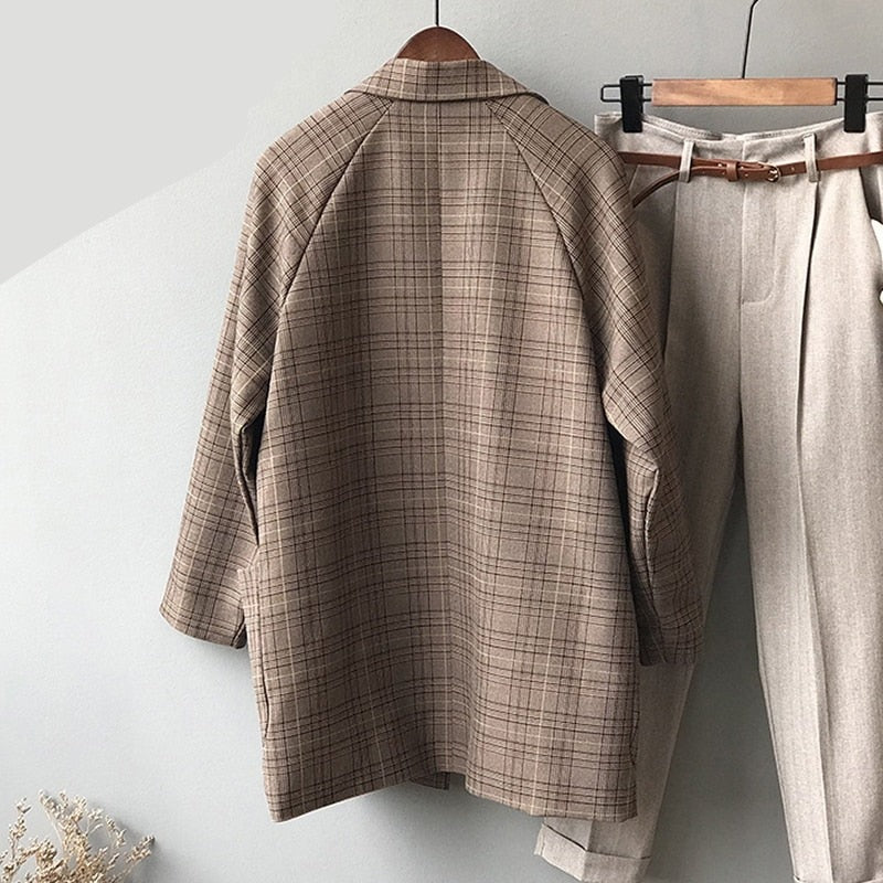 Vintage Καρό Σακάκι Με Στάμπα