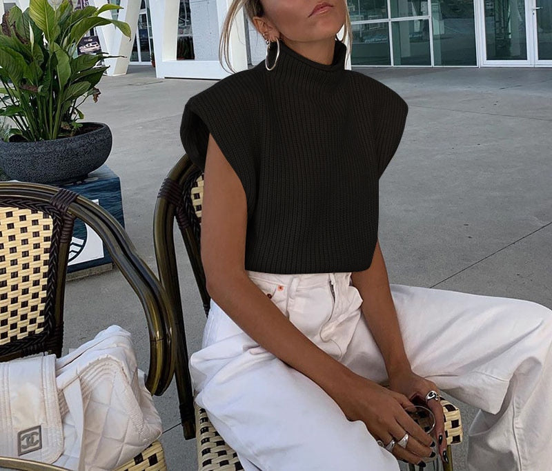 Πουλόβερ Με Ζιβάγκο Και Μανίκια Χωρίς Μανίκια