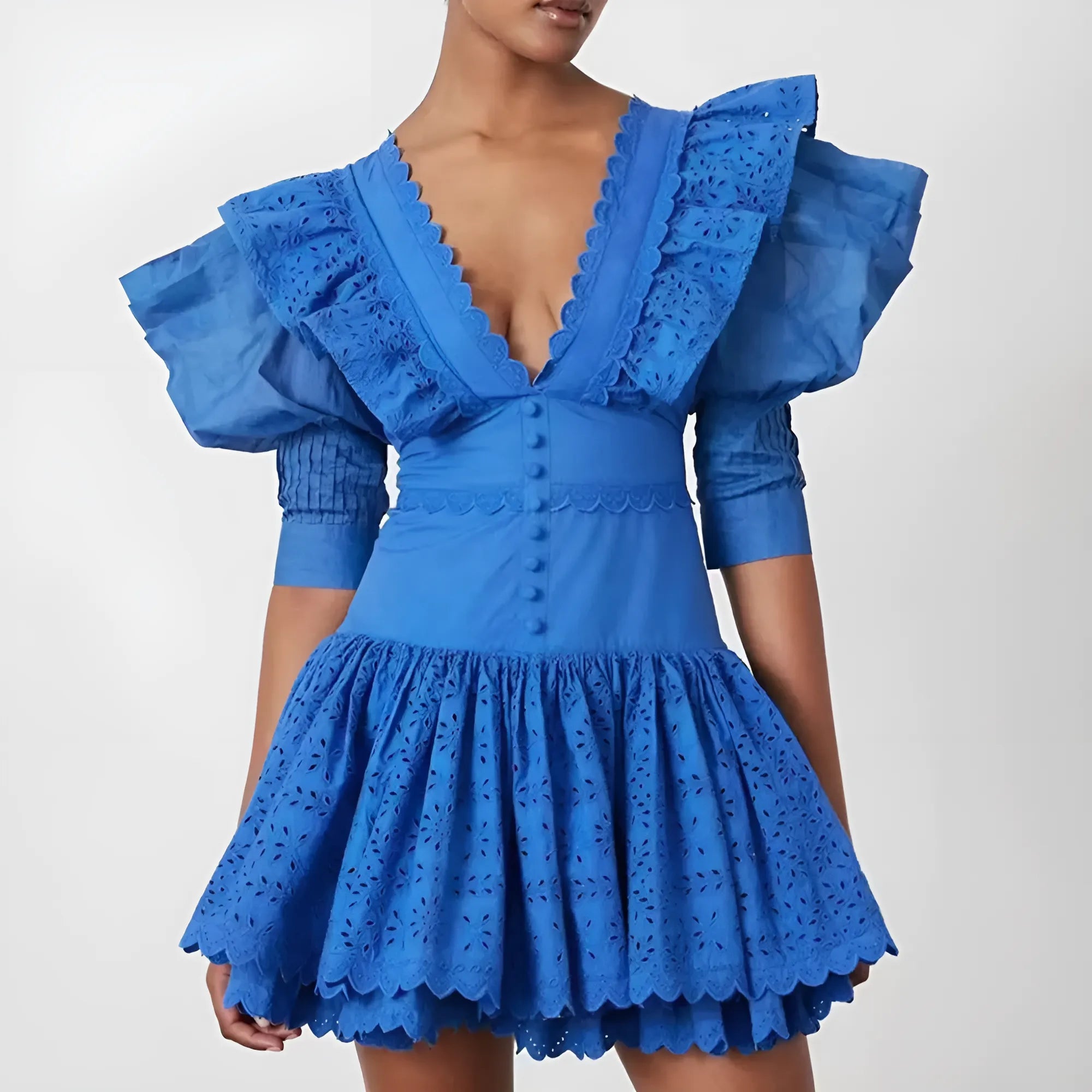 Μίνι Φόρεμα Éloïse Με Βολάν Και Βαθύ Ντεκολτέ, Χωρίς Πλάτη