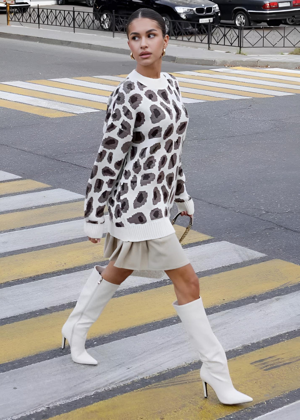 Οβερμέζιζ Πουλόβερ Με Λεοπάρ Στάμπα Harmony