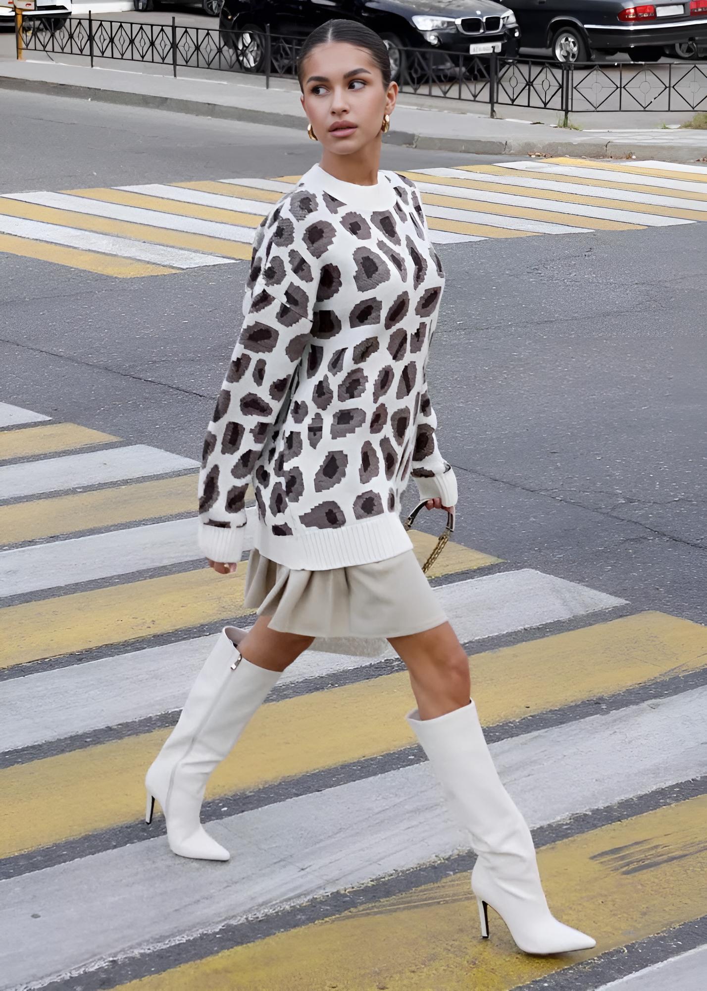 Οβερμέζιζ Πουλόβερ Με Λεοπάρ Στάμπα Harmony