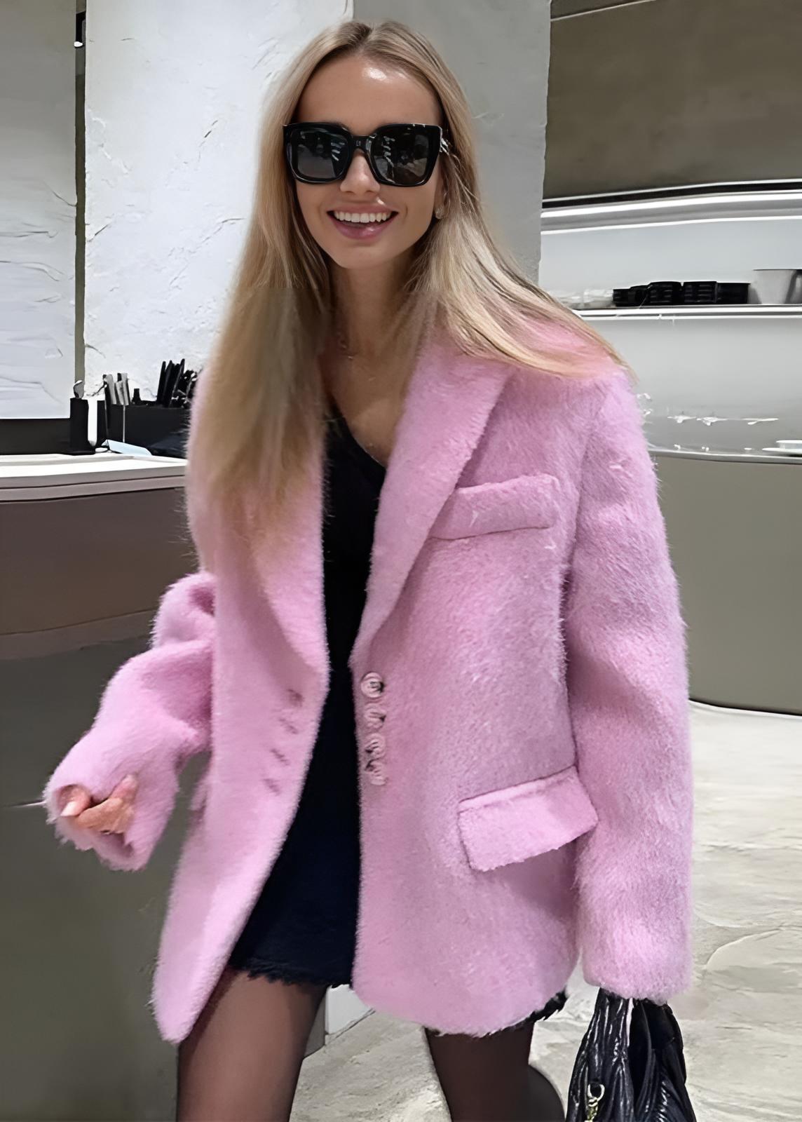 Μπλέιζερ Bella Oversize Από Μάλλινο Υφασμάτινο Σακάκι