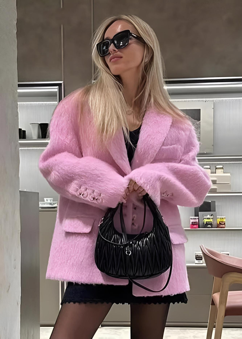 Μπλέιζερ Bella Oversize Από Μάλλινο Υφασμάτινο Σακάκι