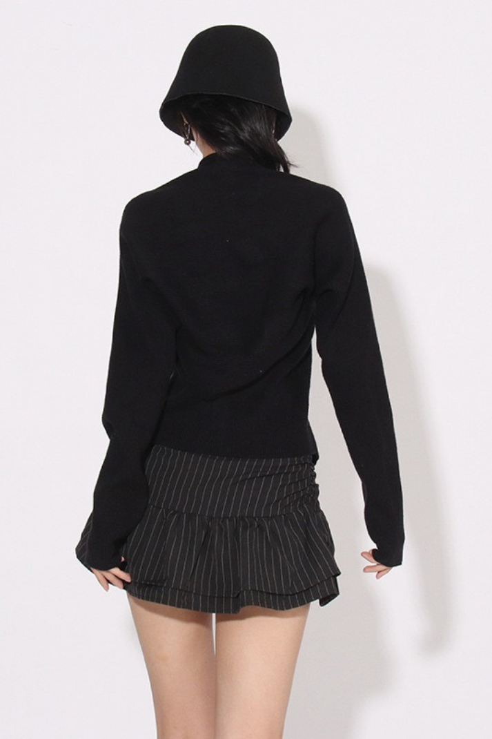 Σετ Πλεκτής Μπλούζας Και Ζακέτας Lora Με Τιράντες Και Λαιμόκοψη