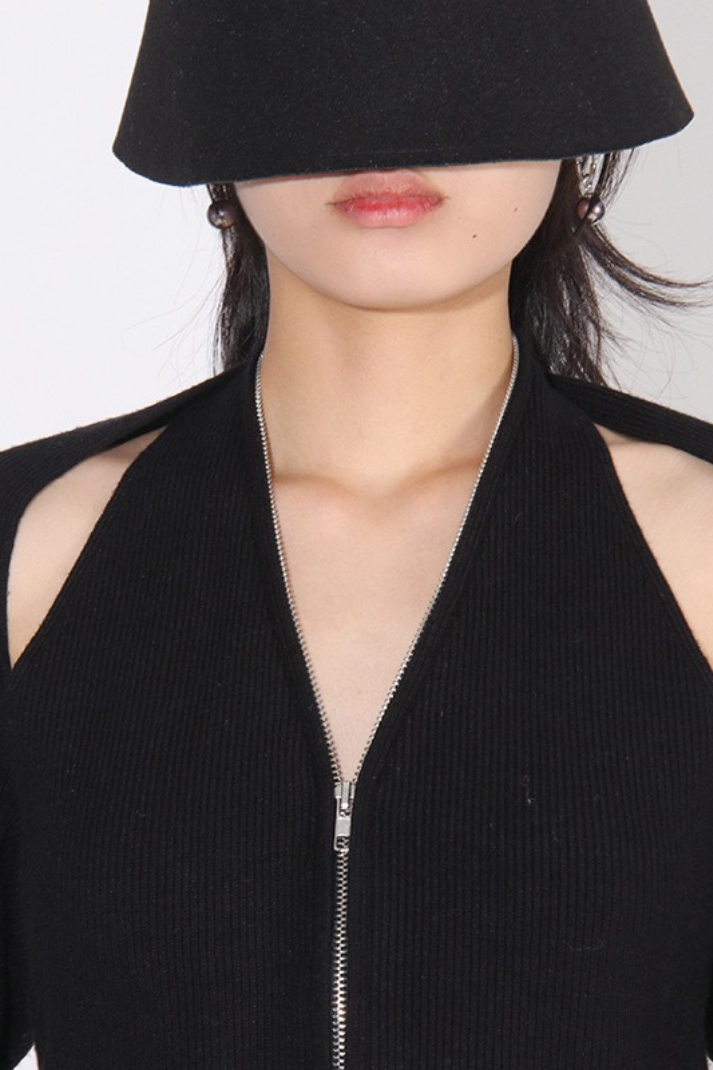 Σετ Πλεκτής Μπλούζας Και Ζακέτας Lora Με Τιράντες Και Λαιμόκοψη