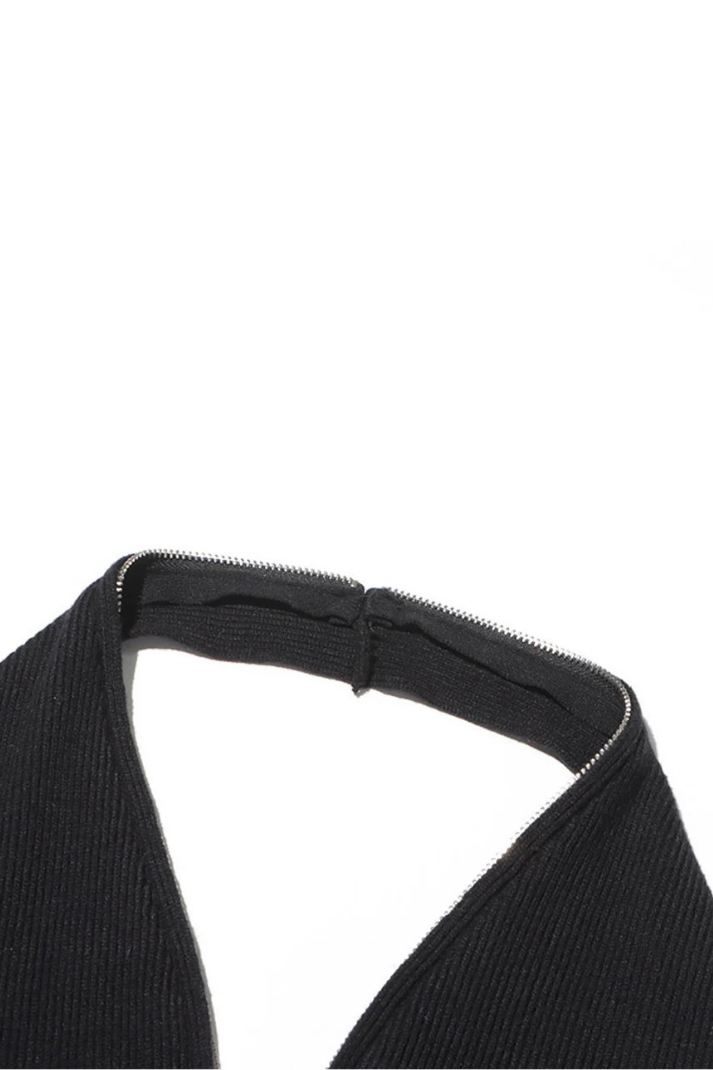 Σετ Πλεκτής Μπλούζας Και Ζακέτας Lora Με Τιράντες Και Λαιμόκοψη