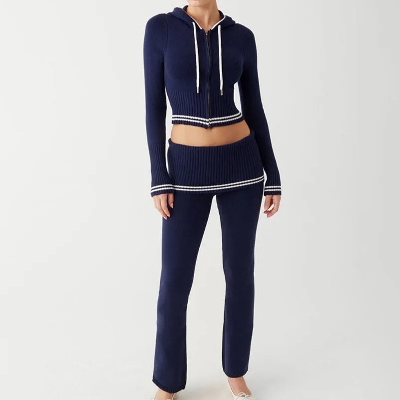 Σετ Λεπτής Πλεκτής Ζακέτας Και Κάτω Μέρους