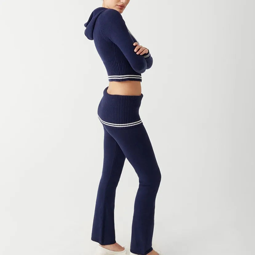 Σετ Λεπτής Πλεκτής Ζακέτας Και Κάτω Μέρους