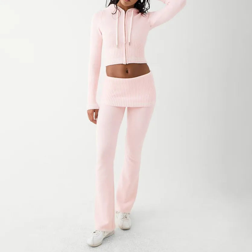 Σετ Λεπτής Πλεκτής Ζακέτας Και Κάτω Μέρους