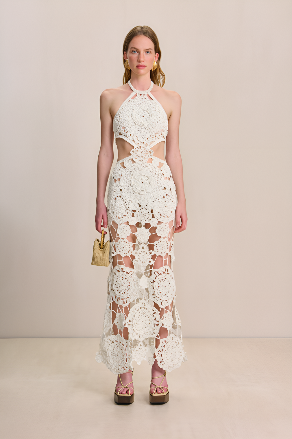 Μακρύ Φόρεμα Lucille Με Τιράντες Και Halter Neck Ντεκολτέ