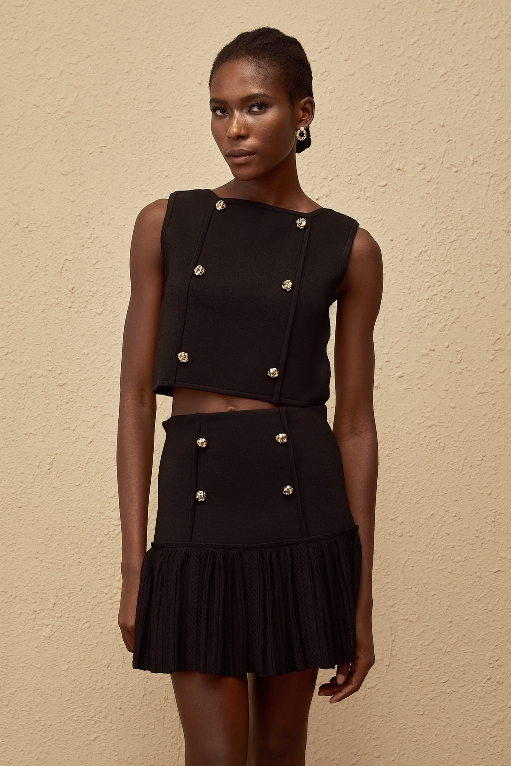 Σετ Τοπ Και Φούστας Georgia Black Knit