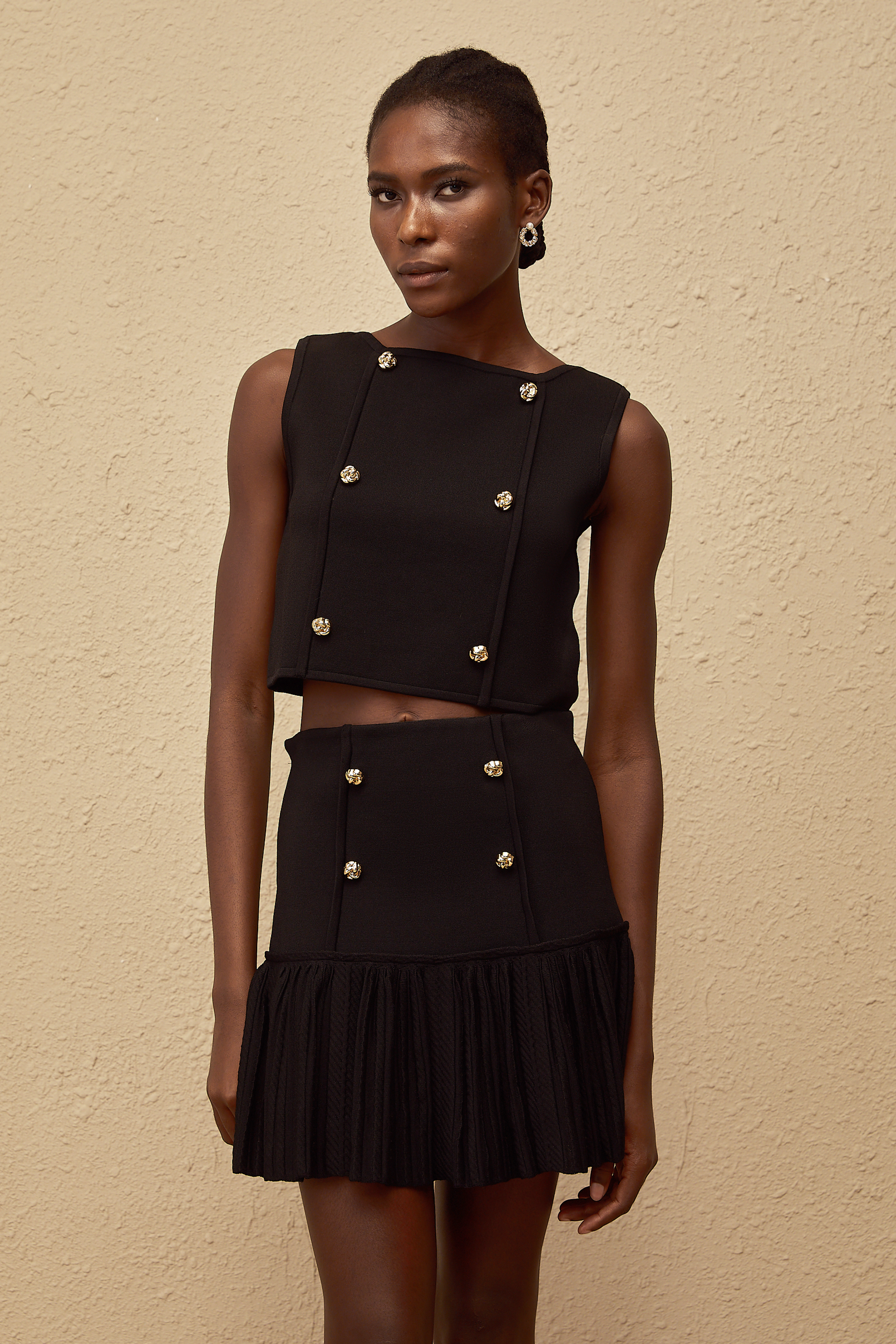 Σετ Τοπ Και Φούστας Georgia Black Knit