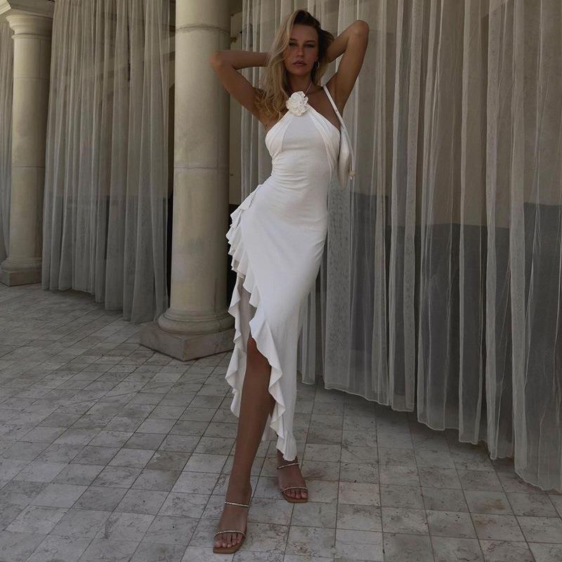 Λεπτό Φόρεμα Juliana Με Σχισμή Και Λουλούδια