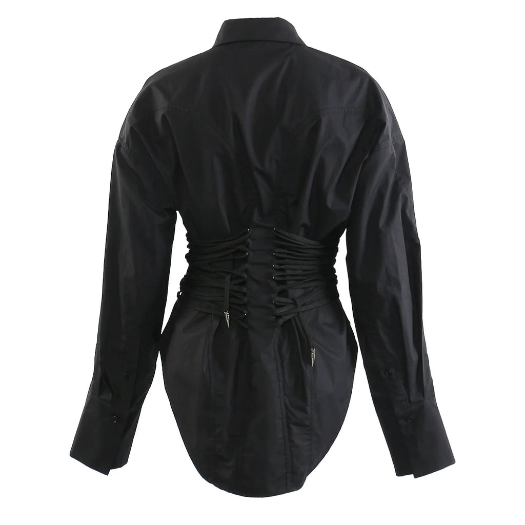 Λευκό Πουκάμισο Bérénice Με Καμπύλες Και Δαντελένιες Λεπτομέρειες