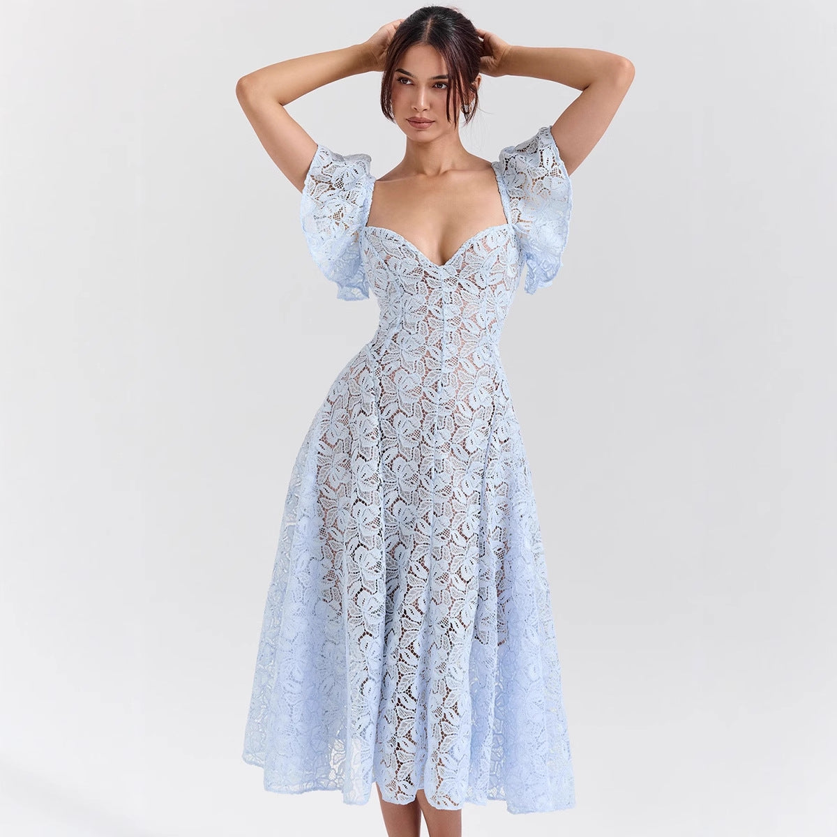 Μακρύ Φόρεμα Με Δαντέλα Και Φλοράλ Σχέδιο Émeline