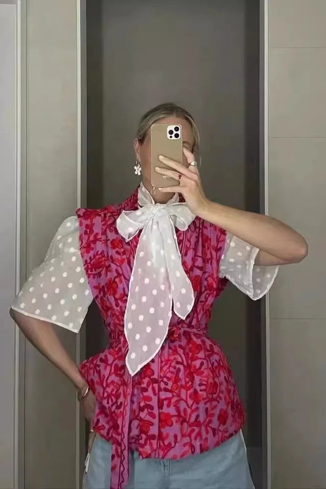 Γιλέκο Με Ζώνη Και Τύπωμα Mariolia