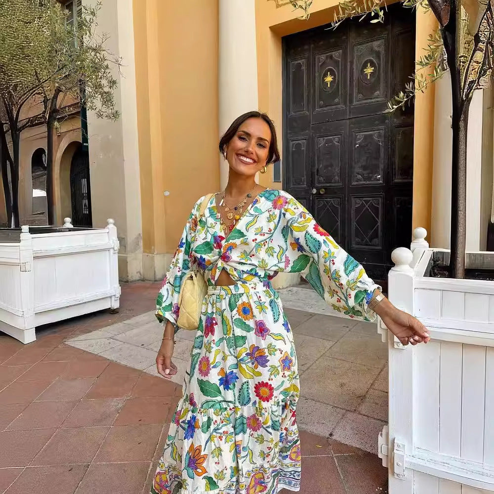 Φόρεμα Με Τυπωμένα Μανίκια Και Φανάρι