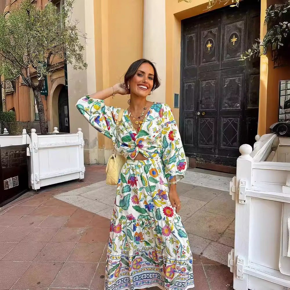 Φόρεμα Με Τυπωμένα Μανίκια Και Φανάρι