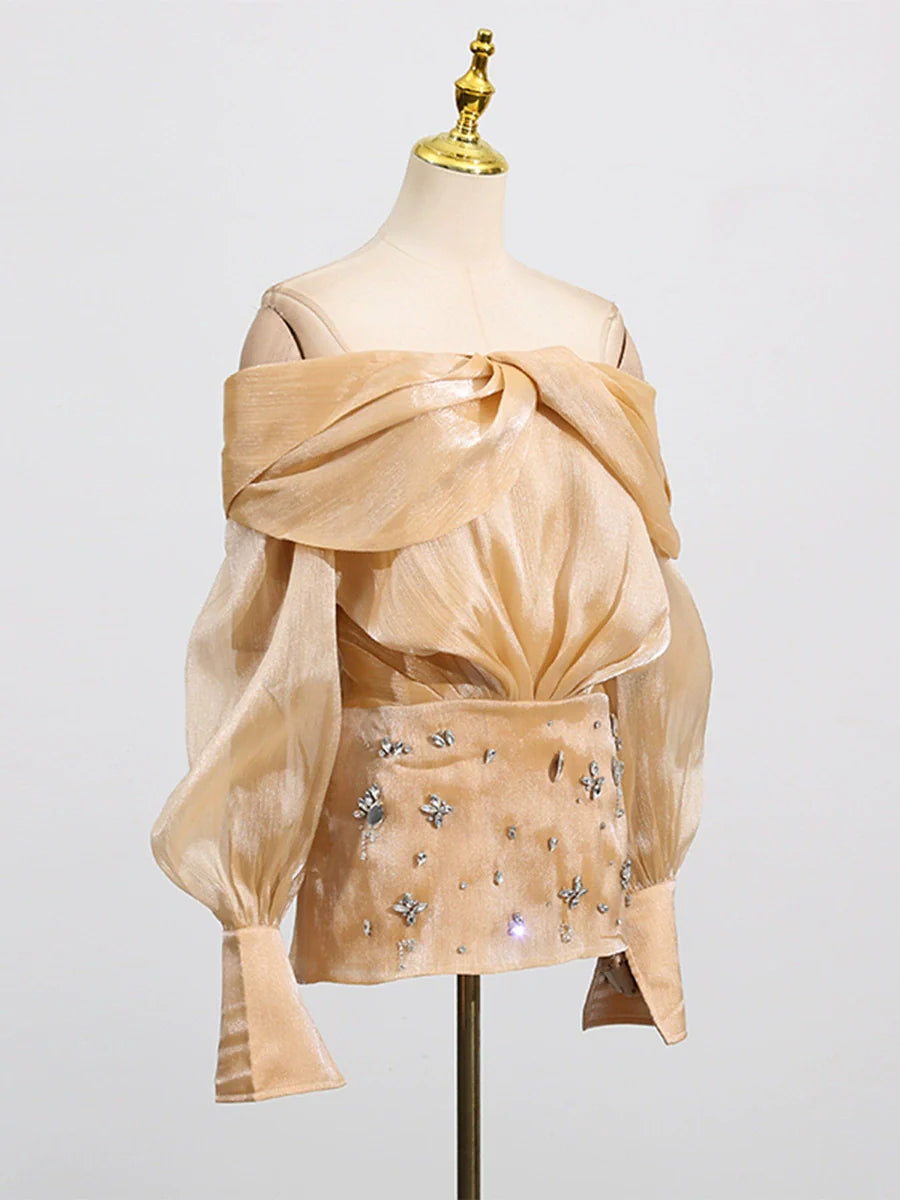 Μίνι Φόρεμα Adelina Με Χρυσό Κρύσταλλο Και Πάνελ