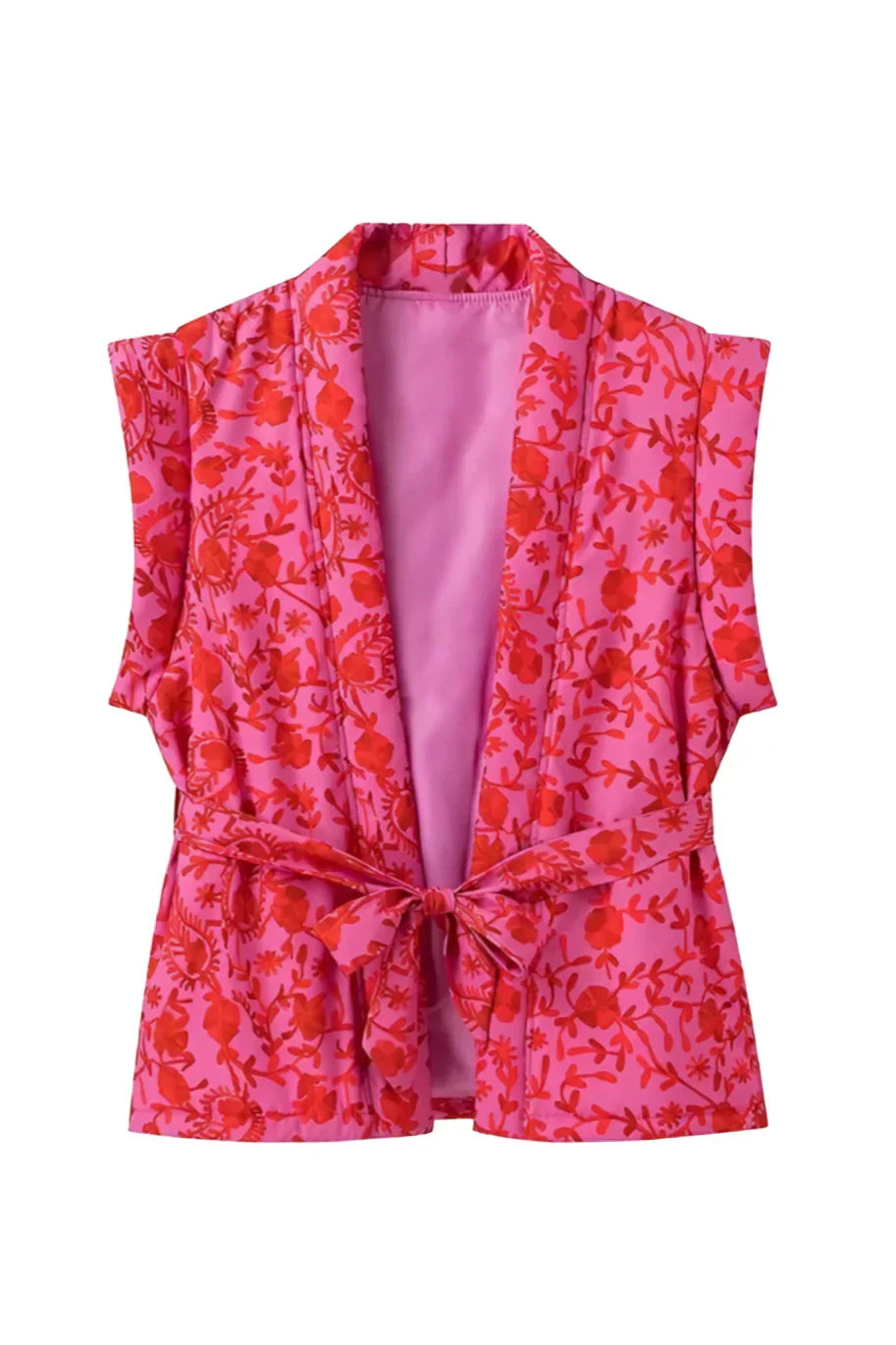 Γιλέκο Με Ζώνη Και Τύπωμα Mariolia