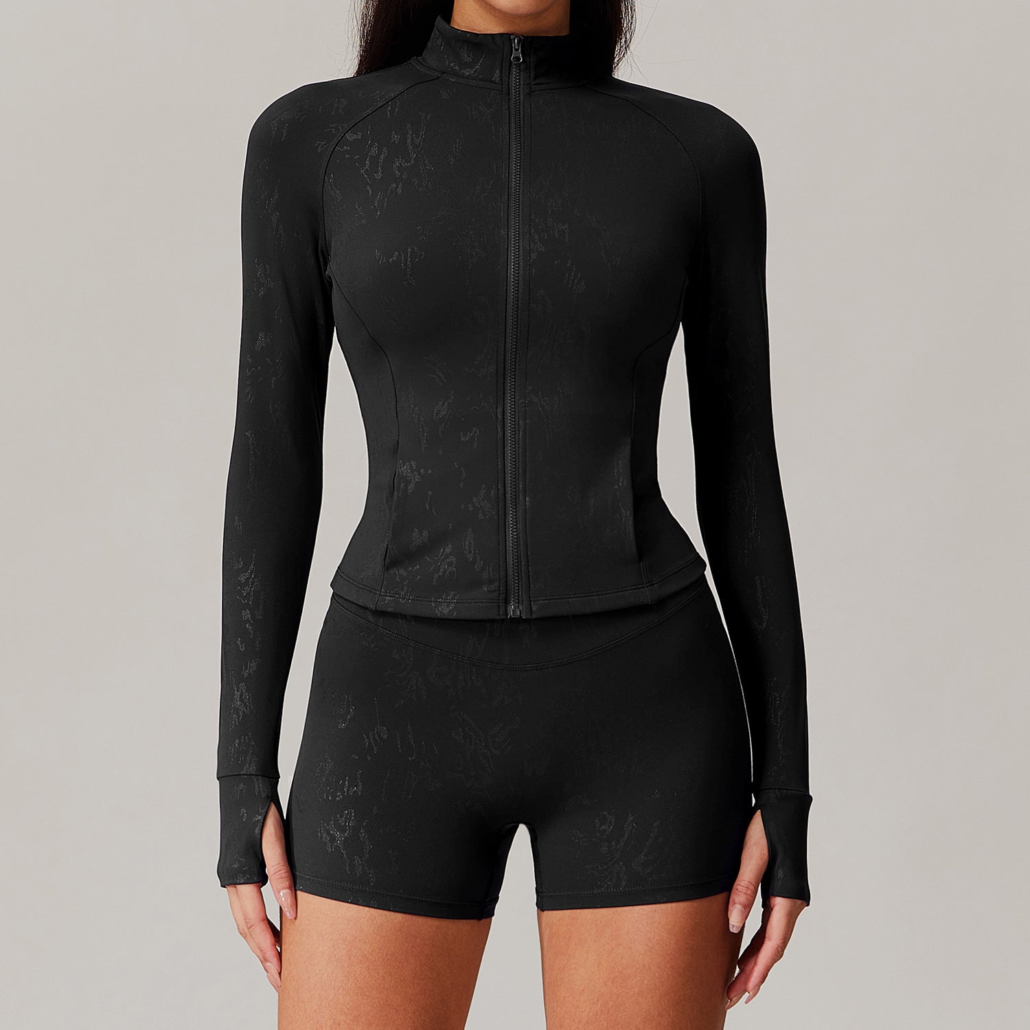 Αθλητικό Ζακετάκι Με Ψηλό Γιακά Και Ανάγλυφο Φερμουάρ