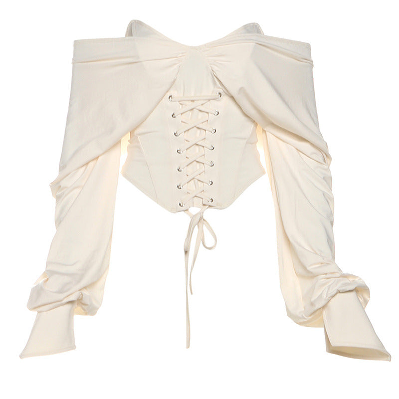 Κοντή Μπλούζα Éclatante Με Έξω Τους Ώμους Και Δετά Κορδόνια