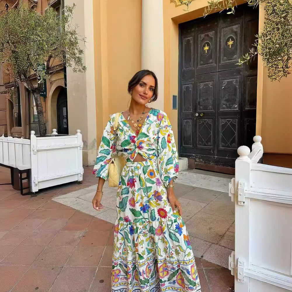 Φόρεμα Με Τυπωμένα Μανίκια Και Φανάρι