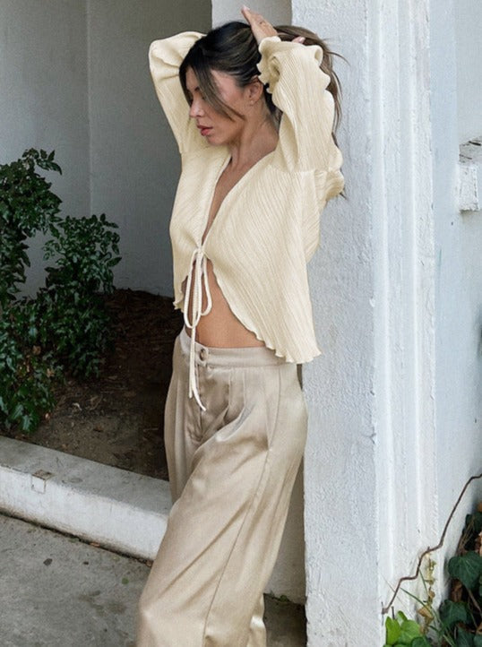 Trompet Uzun Kollu Pileli Üst - Riosso