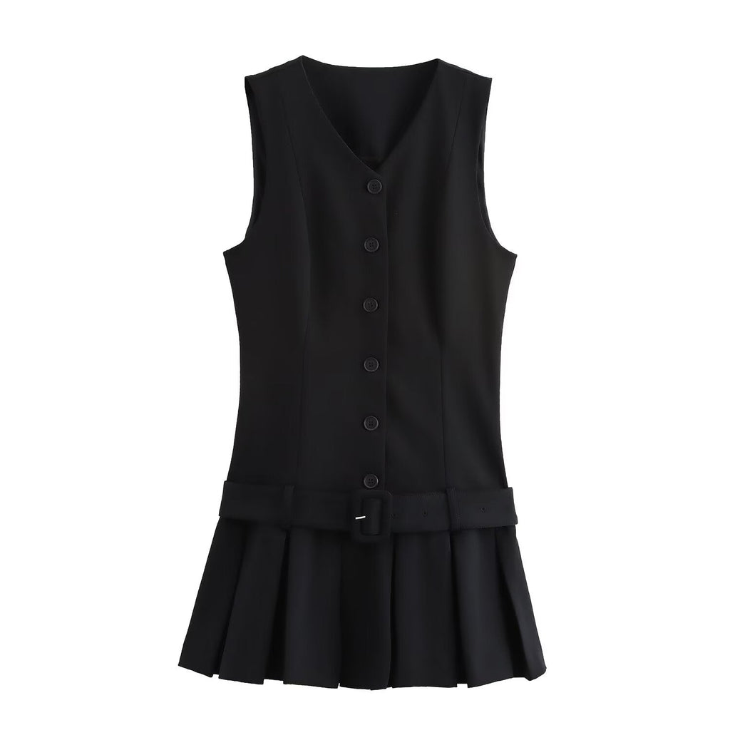 Μίνι Φόρεμα Με Κουμπιά Και Αμάνικο Τελείωμα