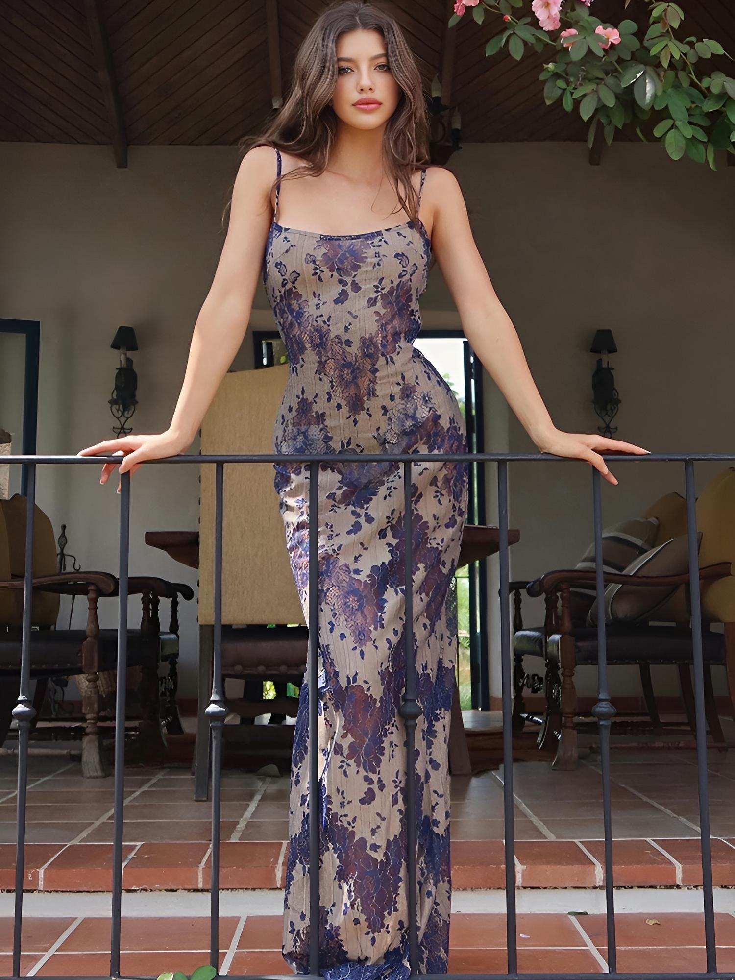 Φόρεμα Verna Με Στάμπα Και Δαντέλα Στην Πλάτη