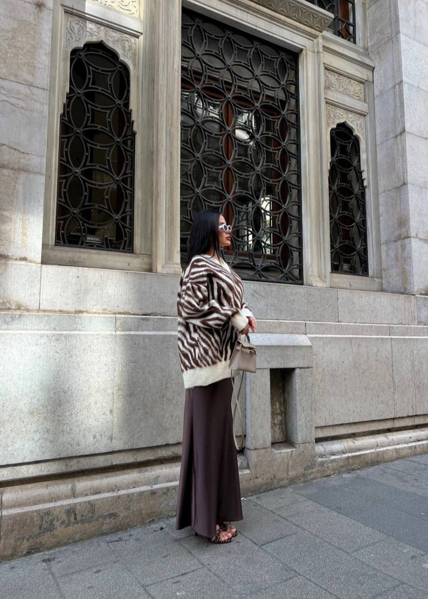 Πουλόβερ Με Σχέδιο Ζέβρας Charm Oversized