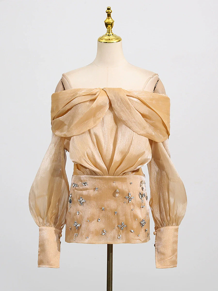 Μίνι Φόρεμα Adelina Με Χρυσό Κρύσταλλο Και Πάνελ