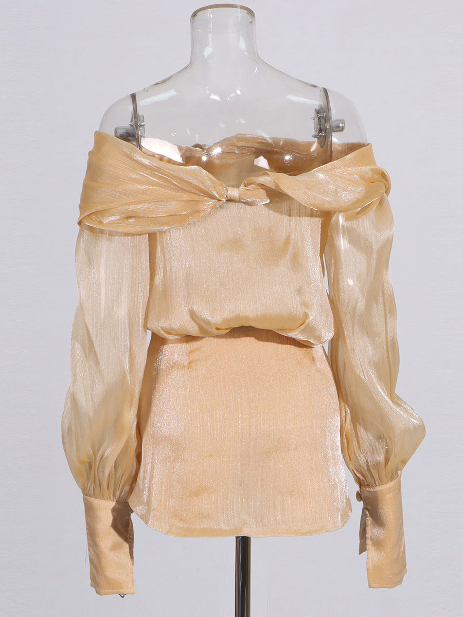 Μίνι Φόρεμα Adelina Με Χρυσό Κρύσταλλο Και Πάνελ