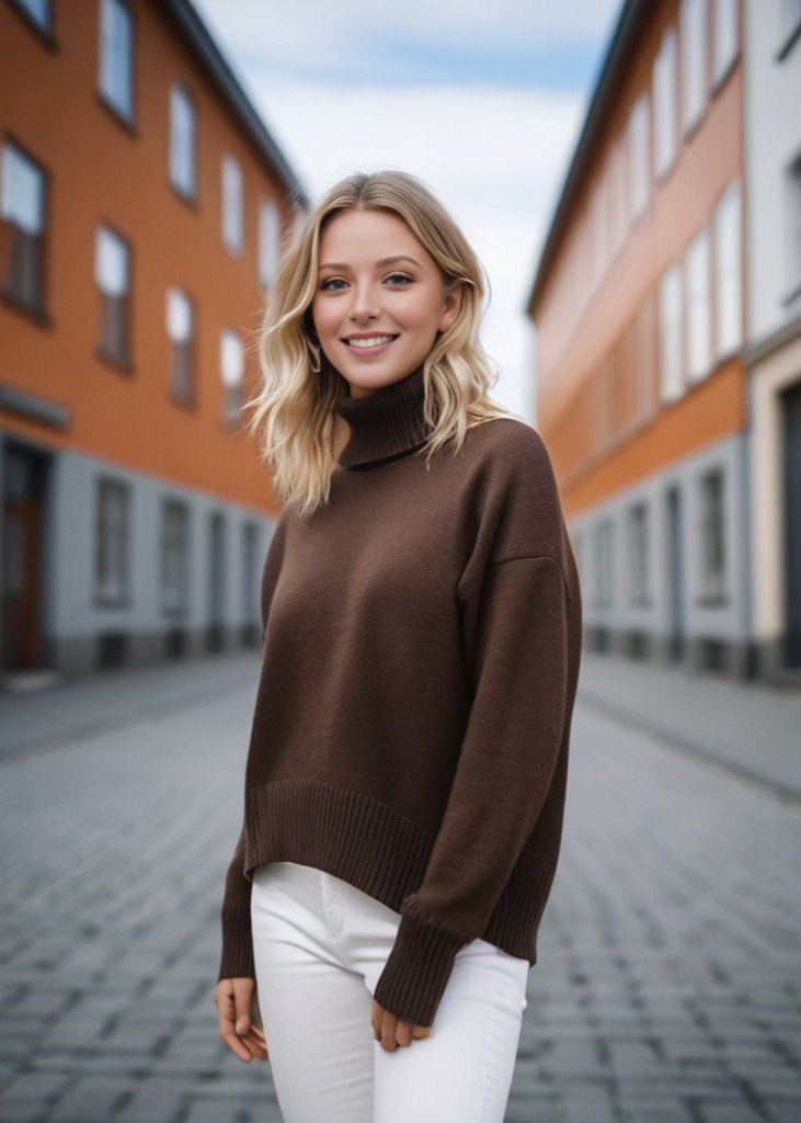 Πολυτελές Πουλόβερ Με Ριμπ Ντεκολτέ