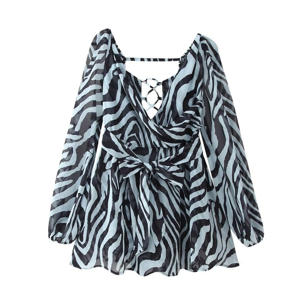 Μίνι Φόρεμα Με Μακριά Μανίκια Και Βολάν