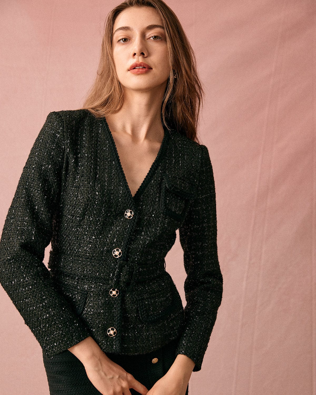 Ζακέτα Με V-Λαιμόκοψη Και Ένα Κουμπί Και Ζώνη