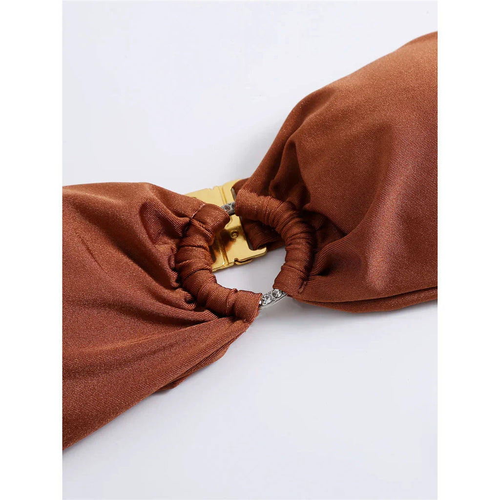 Σετ Μπικίνι Με Ψηλόμεσο Τελείωμα Και Μπανέλα Bandeau