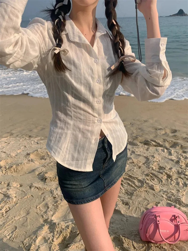 Ριγέ Πουκάμισο Με Μακριά Μανίκια