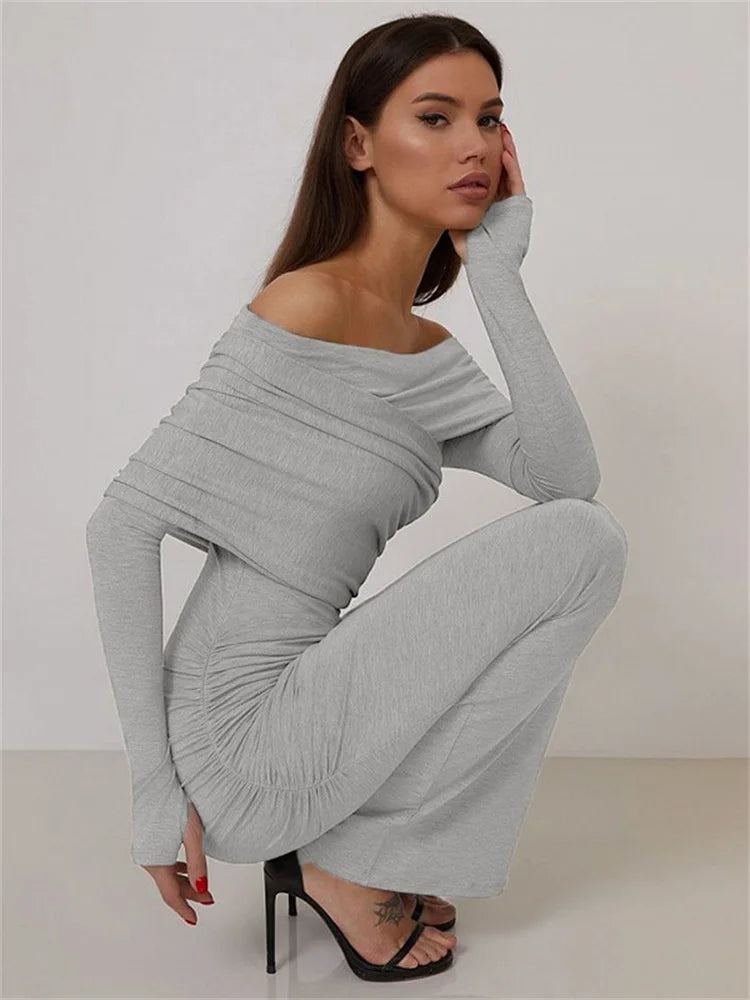 Φόρεμα Μάξι Με Λαιμόκοψη Και Σούρες Στο Πλάι