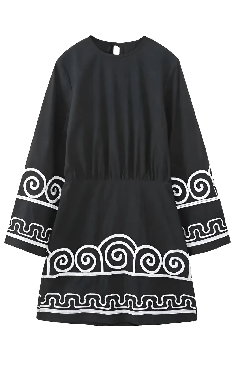 Μίνι Φόρεμα Khloe Με Μακριά Μανίκια Και Έθνικ Σχέδια Στην Πλάτη