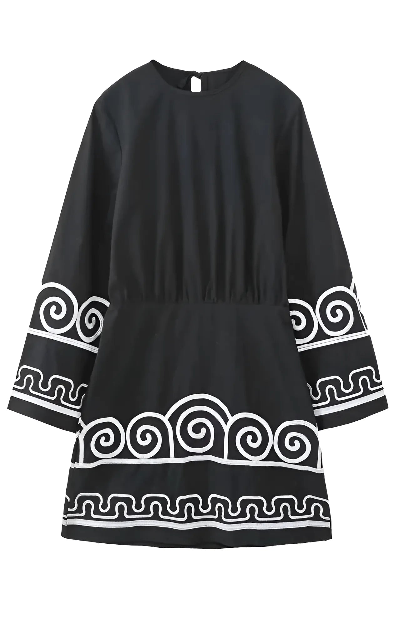 Μίνι Φόρεμα Khloe Με Μακριά Μανίκια Και Έθνικ Σχέδια Στην Πλάτη